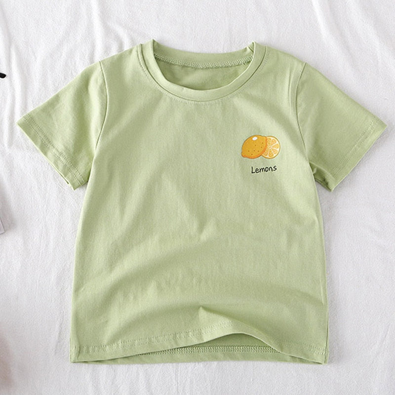 Menoea 2 7Y Baby Girl T-Shirt New Summer Cute Fruit Pattern Tops Girls Boys Tees Children Clothing 100% Cotton Outfit Clothes