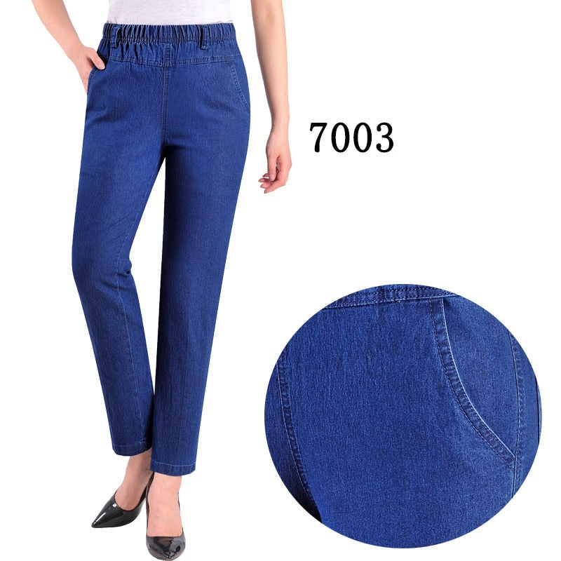 Mom Jeans Denim Trousers Womens Jeans Baggy High Waist Casual Embroidery