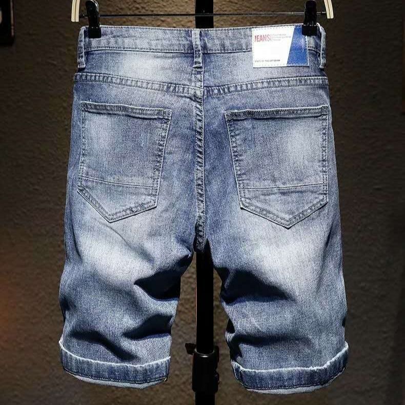 2021 Summer New Men's Ripped Denim Shorts Personality Fashion Casual Hip Hop Straight Loose Hole Short Jeans