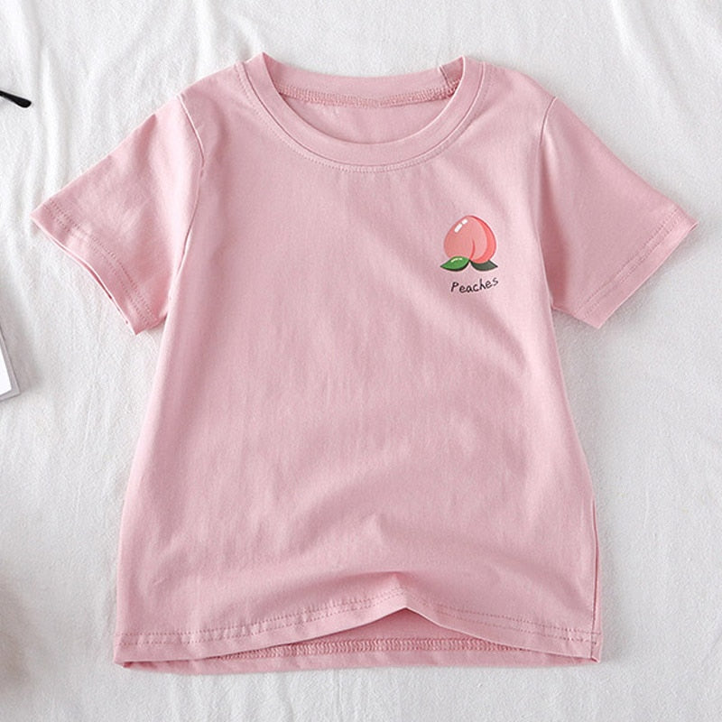 Menoea 2 7Y Baby Girl T-Shirt New Summer Cute Fruit Pattern Tops Girls Boys Tees Children Clothing 100% Cotton Outfit Clothes
