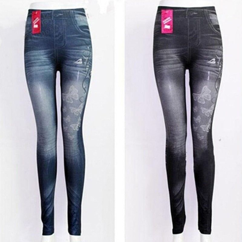 Classic Stretchy Slim Leggings Sexy Butterfly Print Pants Bottoms