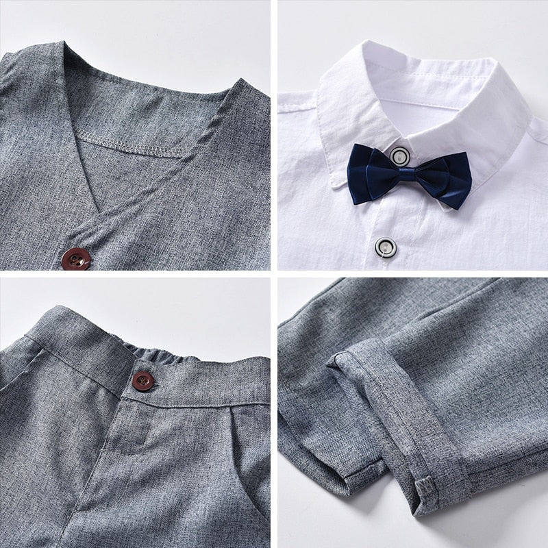 Boys Wedding Suits Kids Clothes Toddler Formal Kids Suit Children'S Wear Grey Vest + Shirt + Trousers Boys Outfit Baby Clothes