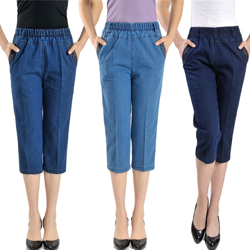 Mom Jeans Denim Trousers Womens Jeans Baggy High Waist Casual Embroidery