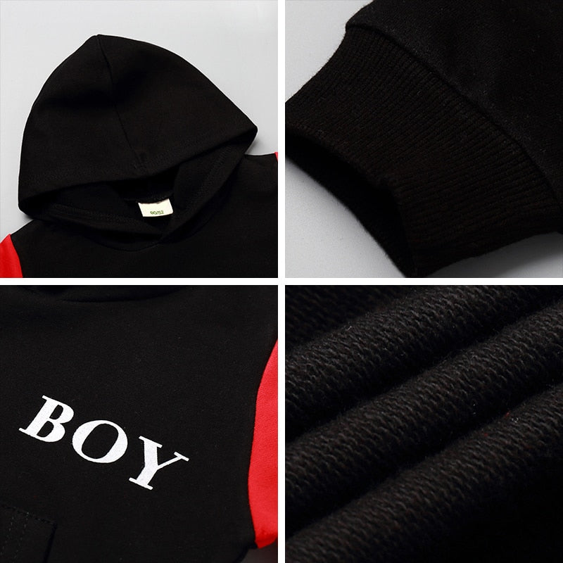 Menoea Kids Hoodies Autumn 2020 Girls Boys Sweatshirts Letter Long Sleeve Tops with Hat Girl Color Patchwork Sports Outfits