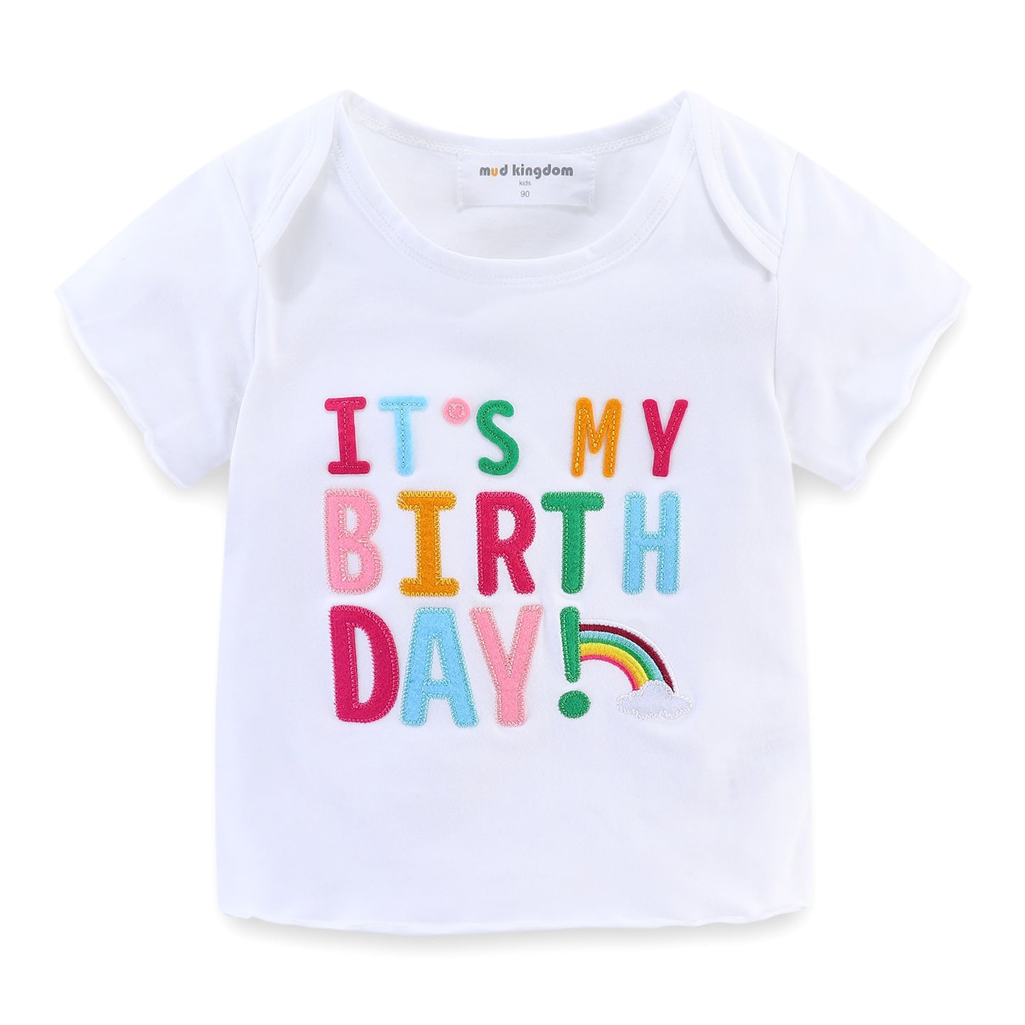 Mudkingdom Girls Birthday Shirt and TUTU Skirt Set for Girl Birthday Party Clothes Kids Rainbow Birthday Suit Summer Colorful