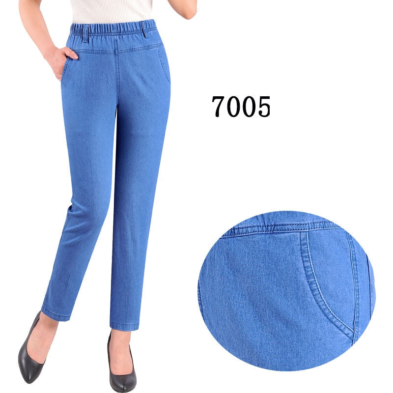 Mom Jeans Denim Trousers Womens Jeans Baggy High Waist Casual Embroidery