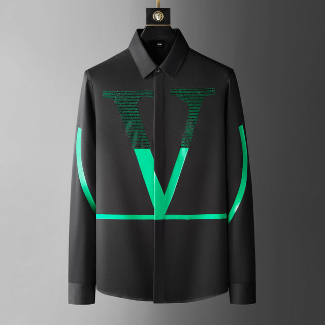 Luxury Crown Rhinestones Men Shirt Long Mouw Slender Social Party Tuxedo