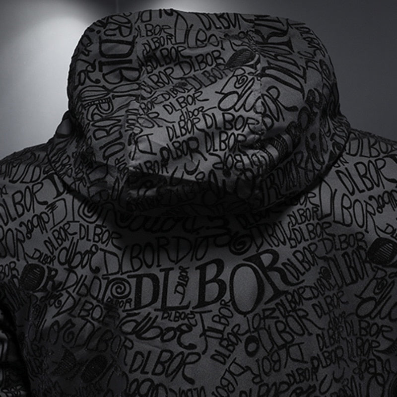 2022 New Hooded Jacket Men's Jacket Trend Brand Fashion Letter Flocking Vintage Bomber Jacket Slim Casual Baseball Jacket Coat