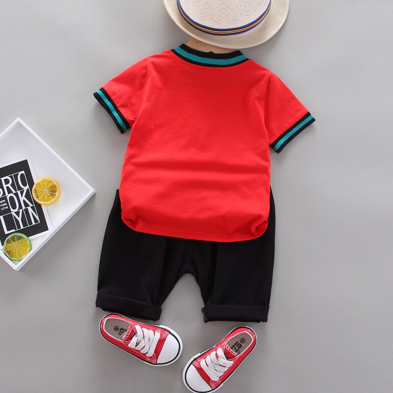 2022 New Boy Summer Cotton Short-sleeved Suit Fashion Simple Baby Polo Shirt