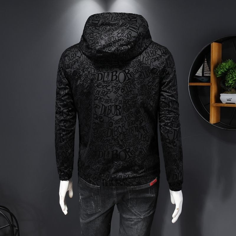 2022 New Hooded Jacket Men's Jacket Trend Brand Fashion Letter Flocking Vintage Bomber Jacket Slim Casual Baseball Jacket Coat