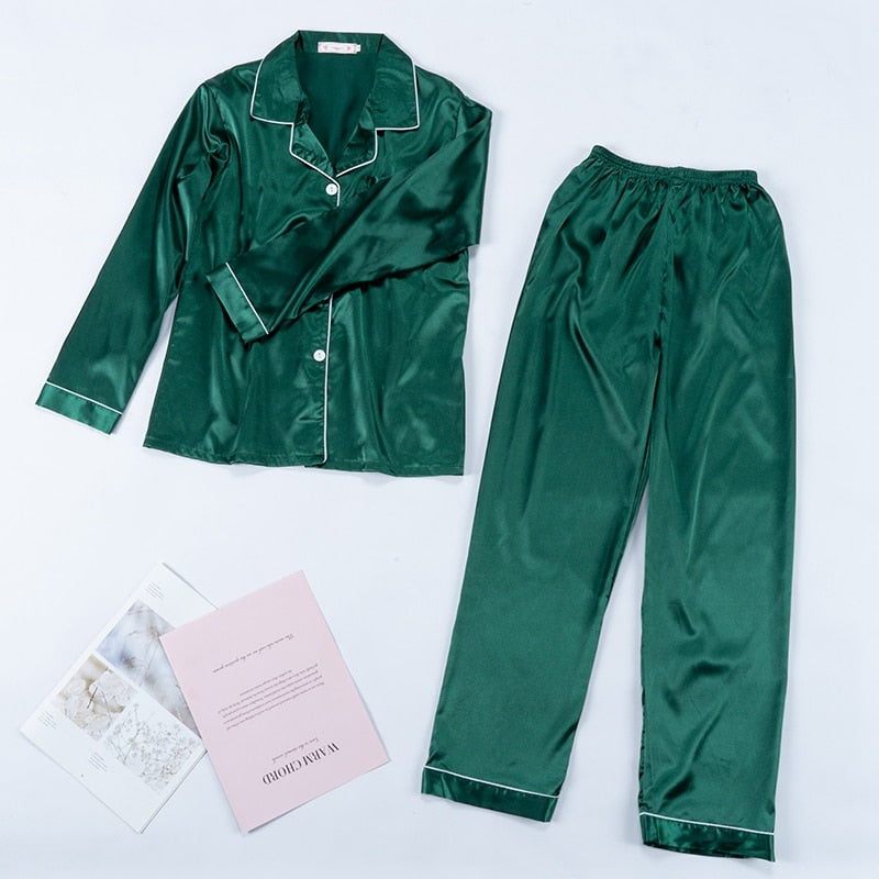 Pink Women's 7 Pieces Pajamas Sets Faux Silk Striped Pyjama Women Sleepwear Spring Summer Autumn Homewear Lounge Home Clothes
