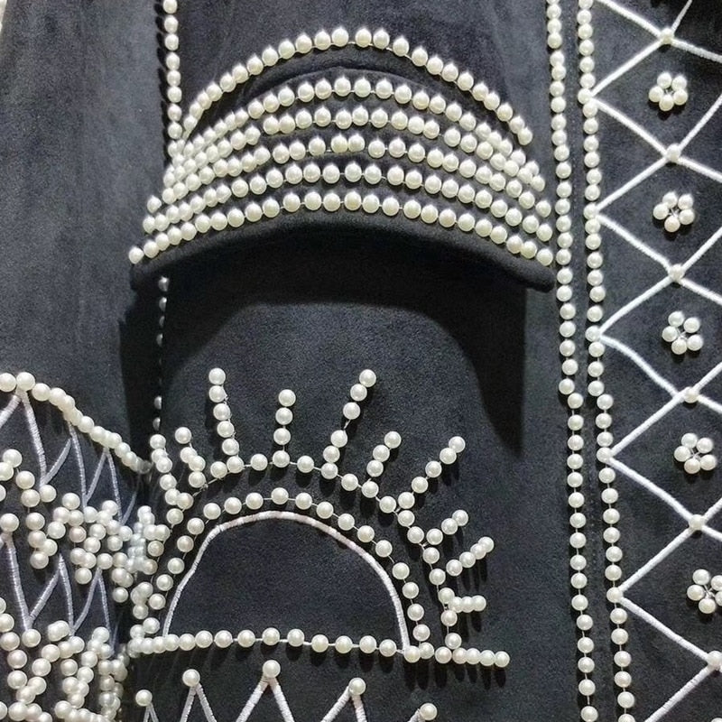 Top Quality Heavy Beaded Embroidered Jacket Men's Slim Fit Long Jacket Men Coat Nightclub Master Clothes Performance Club Stage