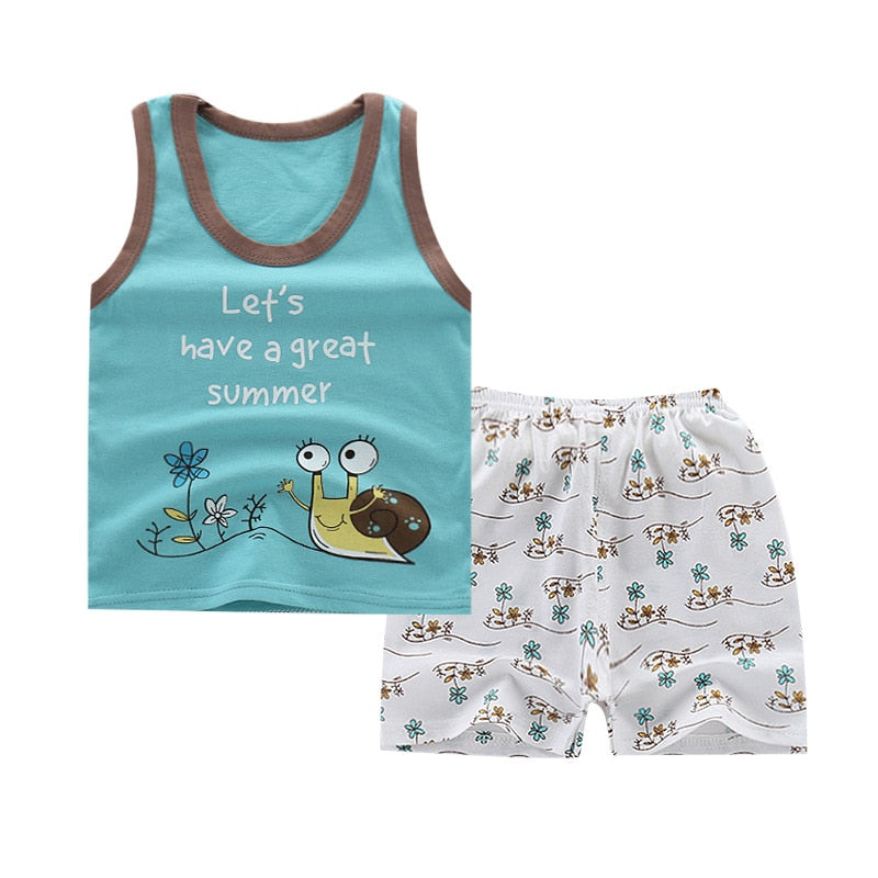 2PCS Kids Baby Boys Pants Set Clothes- Yellow
