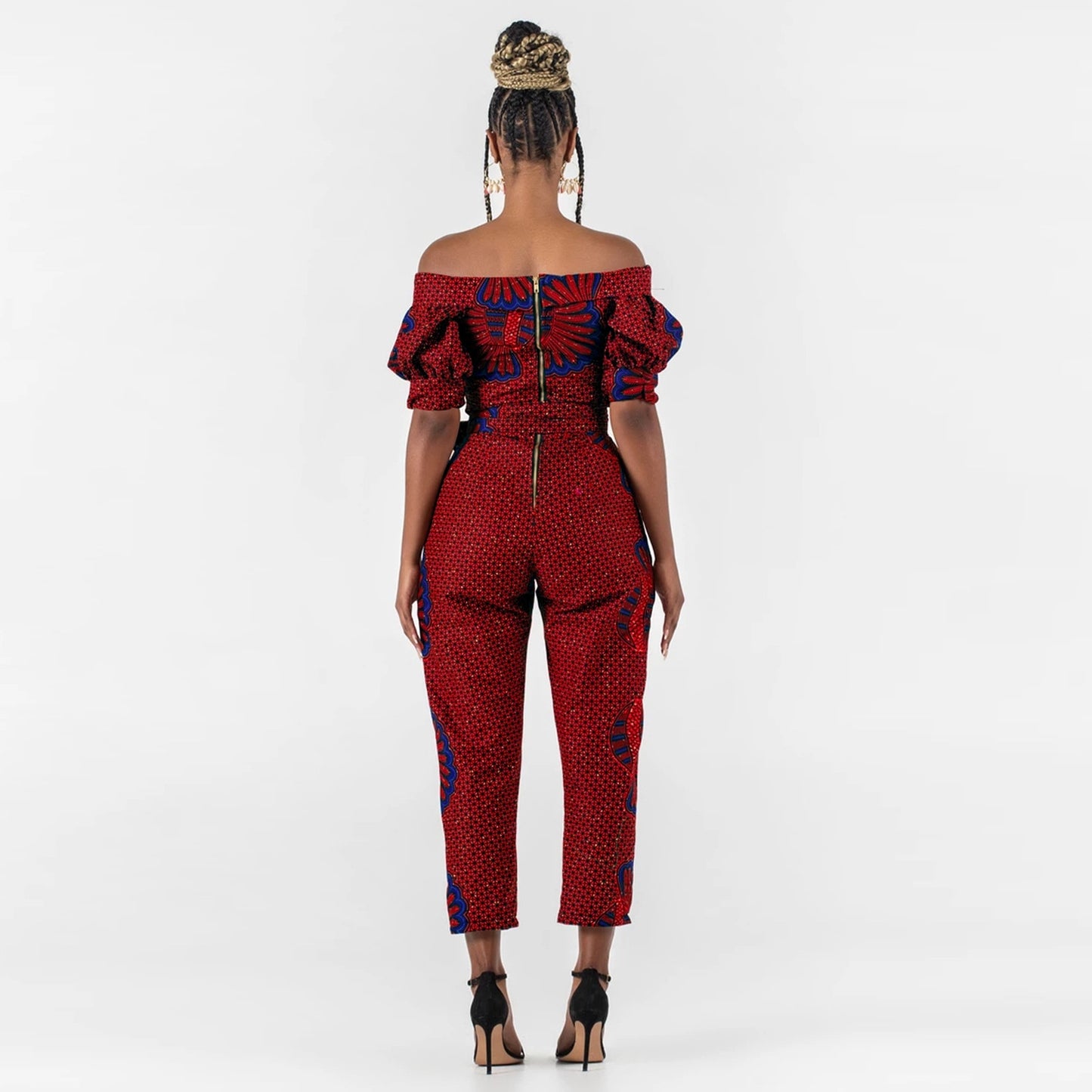African Clothes Women Jumpsuit 2022 Fashion Shoulder Off Ankara Style Trousers Africaine Jumpsuits Rompers Lady Lace Party Robe