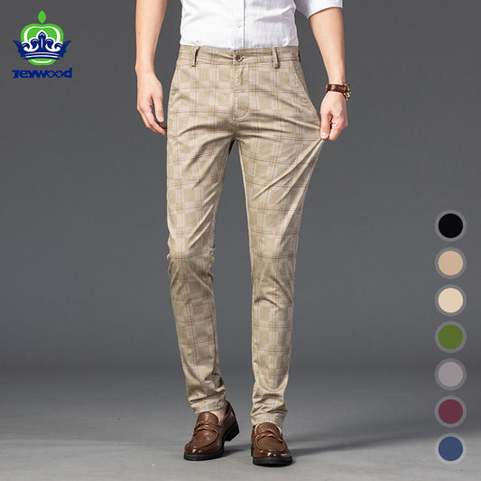 7 Color Classic Men&#39;s Plaid Casual Pants 2021 Luxury Spring Summer New Fashion Business Cotton Stretch Straight Trousers Male
