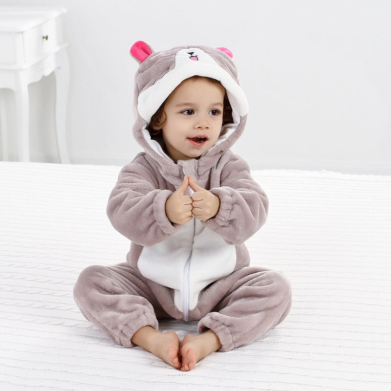 Baby Girl Boy Rompers Spring Winter Kids Clothes Flannel Cartoon Animals Kids Casual Loose Clothes Toddler Jumpsuit Boys Rompers