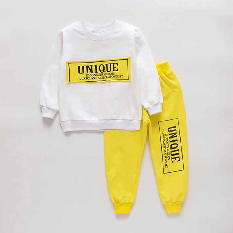 Boys Active Clothing Sets Fashion Simplicity Full Sleeve Pullover Tops and Letter Print Pants Suits 2Pcs Casual Vacation Clothes