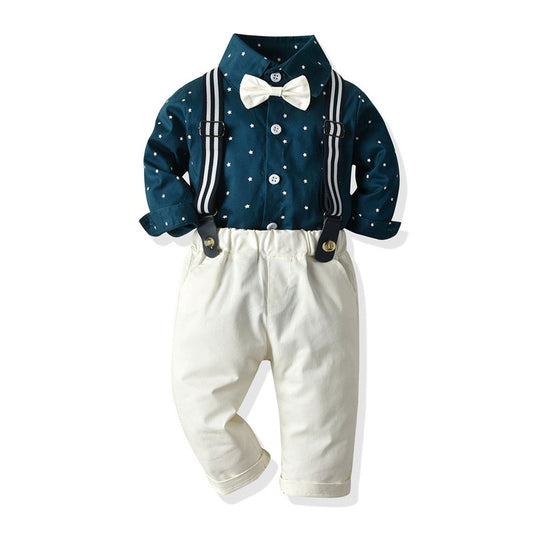 Menoea   Boys Clothing Sets 2020 New Autumn Kids Baby Suspender Clothes Toddler Baby Bowtie Suits Party Costumes Cute Outfits