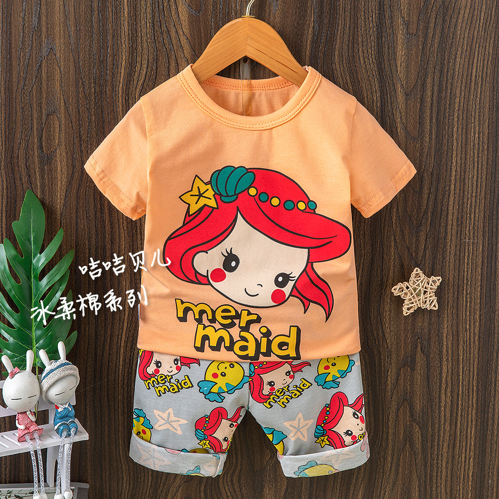 Baby Sleepwear Summer Pajamas Disney Clothing Mickey Mouse Teenage Boy Clothes Shortama Kids Set Marie For Girls Roddler Pjs