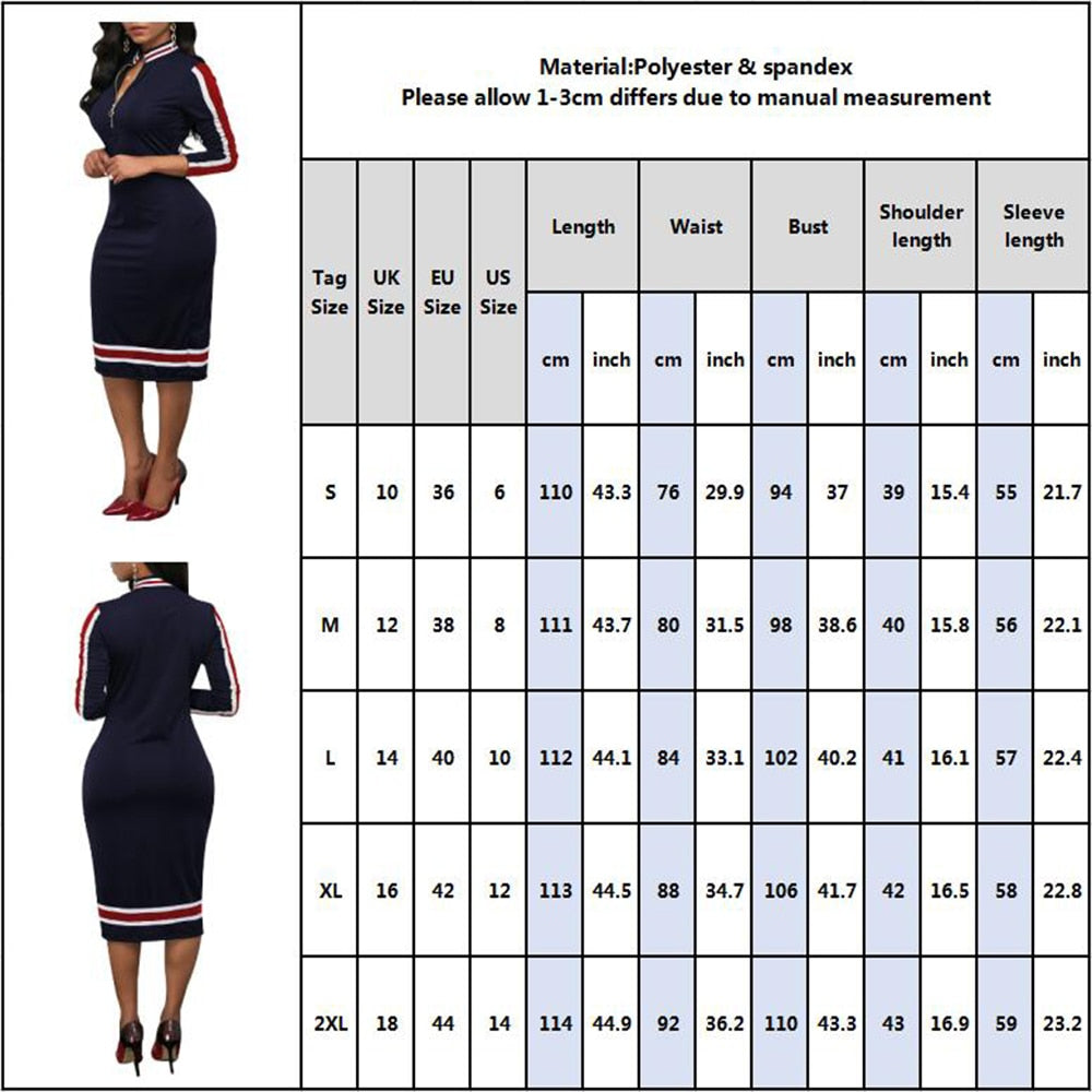 Sport Style Office Women Zipper Dress Spring Half-high Collar Hip Ladies Dress Fashion Female Long Sleeve Elastic Waist Vestidos