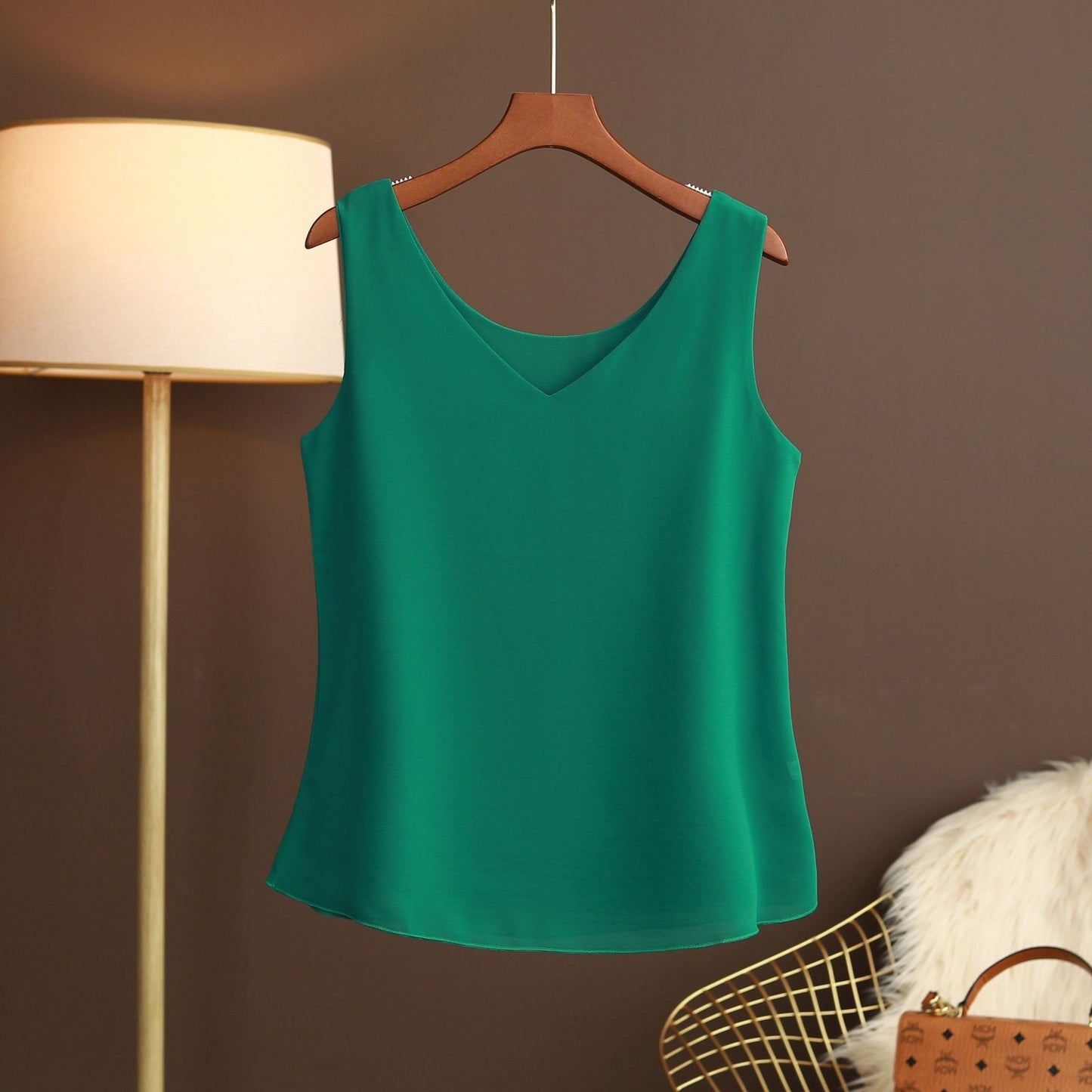 2022 New Summer Women Blouse Loose V-Neck Chiffon Shirt Female Sleeveless Blouse Oversize Shirts women tops and blouses Top