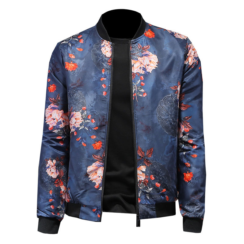 2021 Royal Men Casual Coats Windbreaker Clothes Streetwear Social Mens High Quality Jacket Luxury Floral Print Bomber Jacket Men