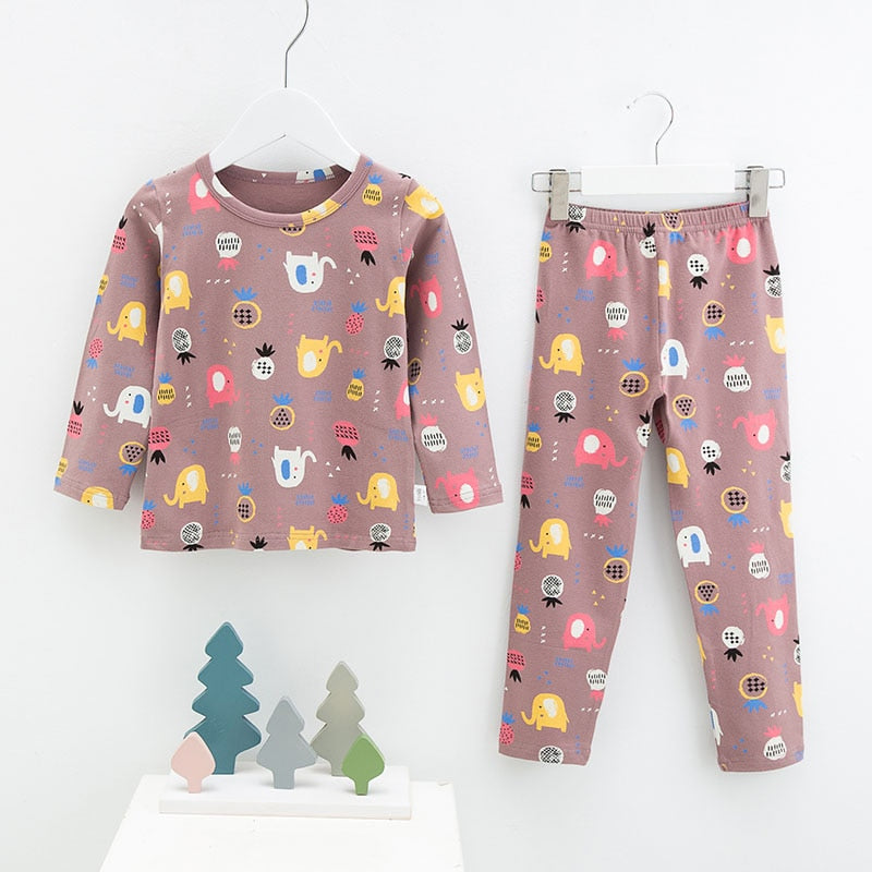 Menoea 2021 Spring Winter Children Cartoon Really Cotton Lining Underwear Set Children&#39;s Warm Home Pajamas Suits New Arrivals