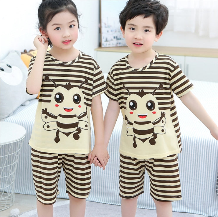 2021 Children Pajamas Set Kids Baby Girl Boys Cartoon Casual Clothing Costume Short Sleeve Children Sleepwear Pajamas Sets