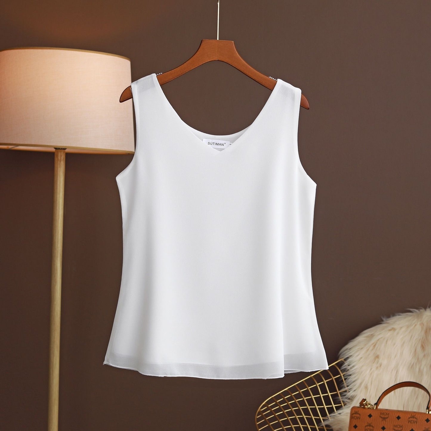 2022 New Summer Women Blouse Loose V-Neck Chiffon Shirt Female Sleeveless Blouse Oversize Shirts women tops and blouses Top