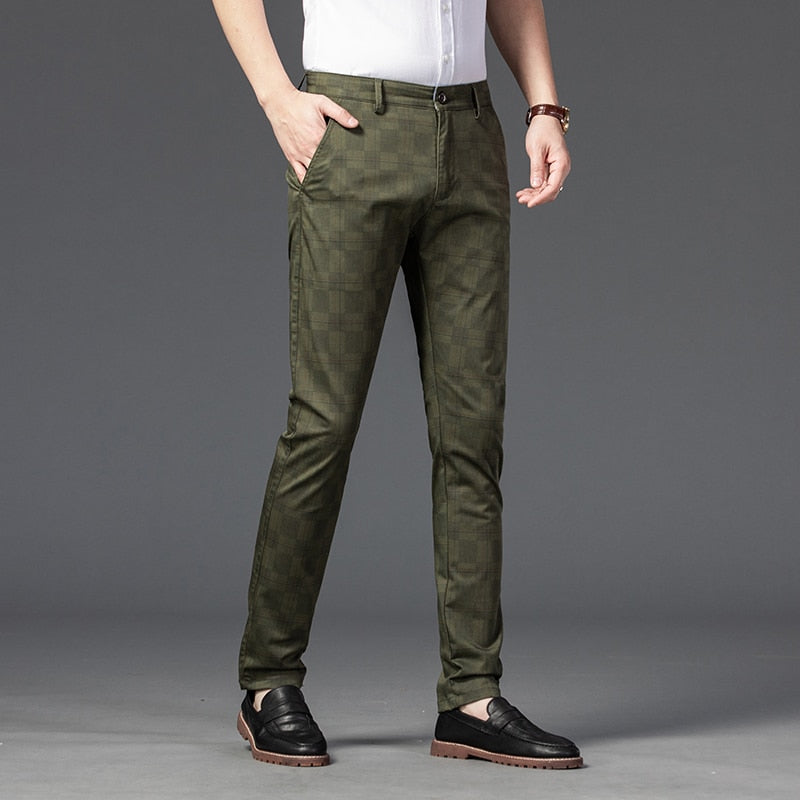 7 Color Classic Men&#39;s Plaid Casual Pants 2021 Luxury Spring Summer New Fashion Business Cotton Stretch Straight Trousers Male