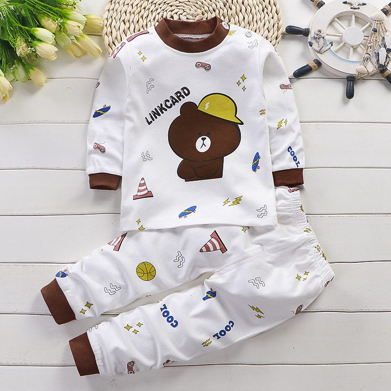 2021 Newborn Kids Boys Girls Pajama Sets Cartoon Long Sleeve Cute T-Shirt Tops with Pants Toddler Baby Autumn Sleeping Clothes