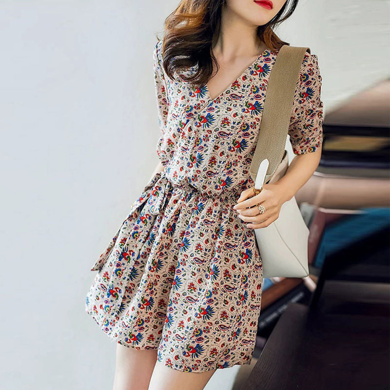 Rompers Women Wide Leg Sweet Chic Chiffon High Waist Comfortable Female Holiday All-match Korean Style Summer Indie Folk Floral