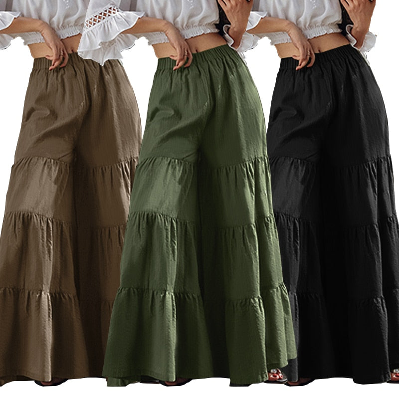 Wide Leg Trousers ZANZEA Tunip Pants