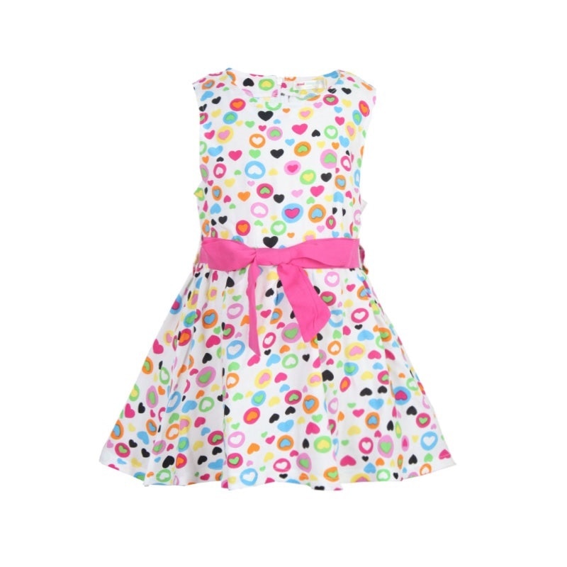 Mudkingdom Summer Girls Dresses Floral Polka Dot Printing Big Bow Sleeveless Dress Little Girl Clothes Kids Fashion Dress Sale