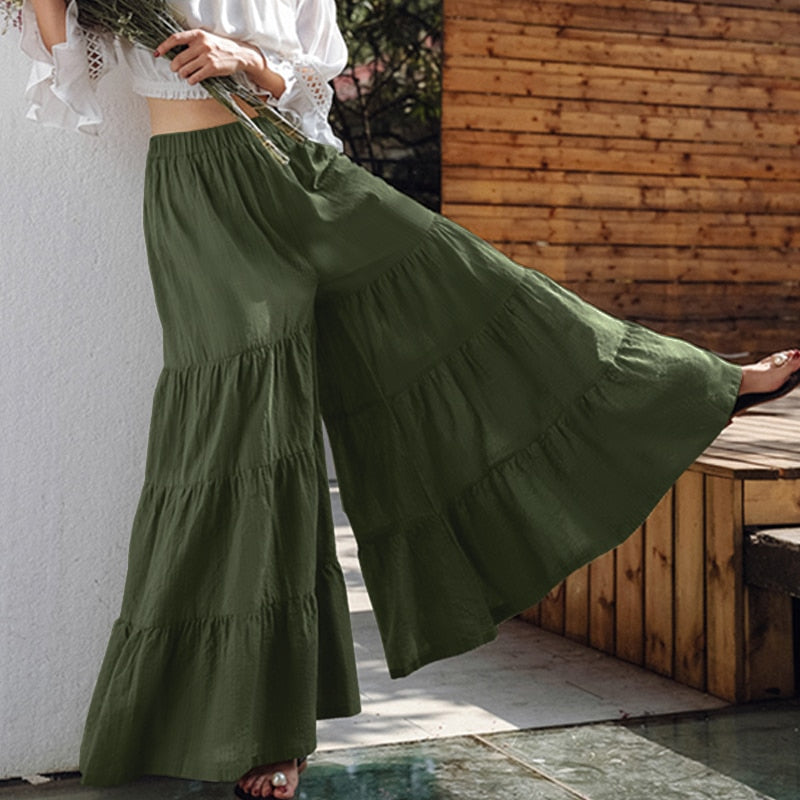 Wide Leg Trousers ZANZEA Tunip Pants