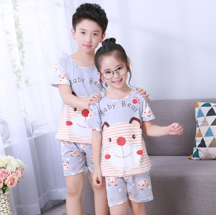 2021 Children Pajamas Set Kids Baby Girl Boys Cartoon Casual Clothing Costume Short Sleeve Children Sleepwear Pajamas Sets