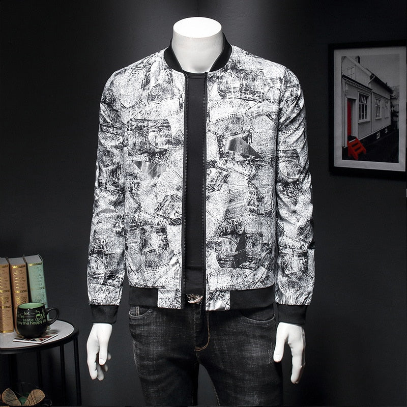 Male Jacket Print Men Floral Jacket Jaqueta Masculina Slim Fit Bomber Print Jacket Men Vintage Jacket Men Club Outfit Men 5xl