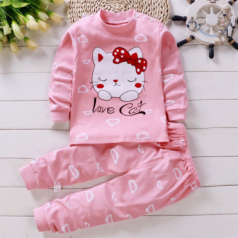 2021 Newborn Kids Boys Girls Pajama Sets Cartoon Long Sleeve Cute T-Shirt Tops with Pants Toddler Baby Autumn Sleeping Clothes