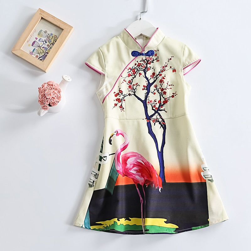 Beenira Girls Dresses 2020 New Brand European And American Style Children Cheongsam Sleeveless Design For 4-14Y Princess Dress