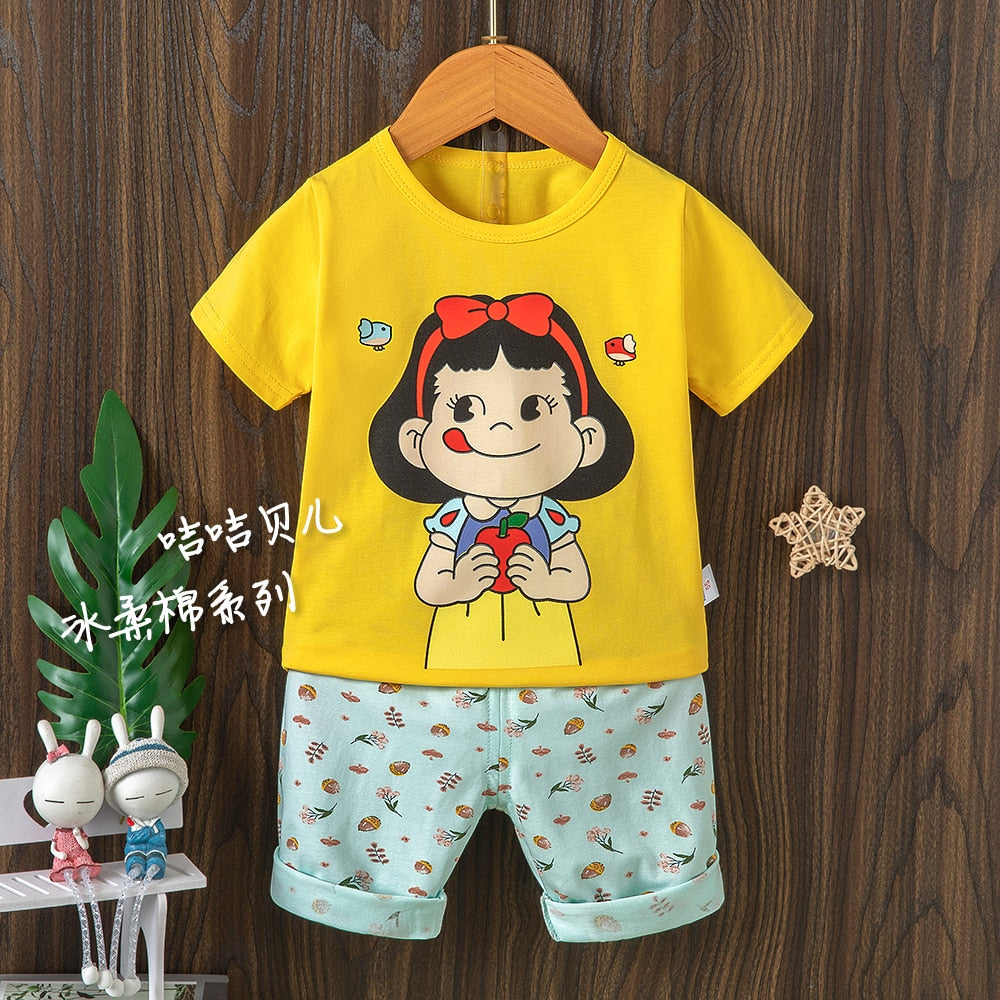 Baby Sleepwear Summer Pajamas Disney Clothing Mickey Mouse Teenage Boy Clothes Shortama Kids Set Marie For Girls Roddler Pjs