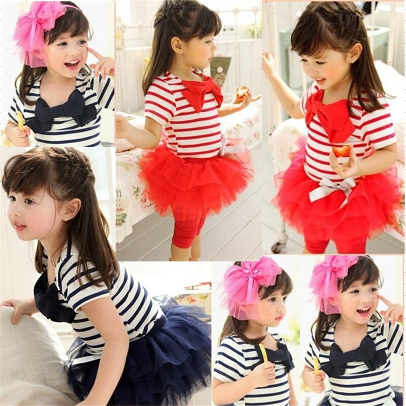 Mudkingdom Summer Toddler Girls Outfits Stripe Bow T-shirt and Tutu Bermuda Shorts for Baby Girl Clothes Suit Kids Short Set