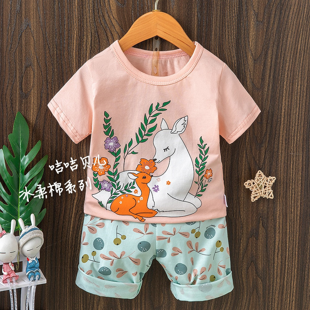 Baby Sleepwear Summer Pajamas Disney Clothing Mickey Mouse Teenage Boy Clothes Shortama Kids Set Marie For Girls Roddler Pjs