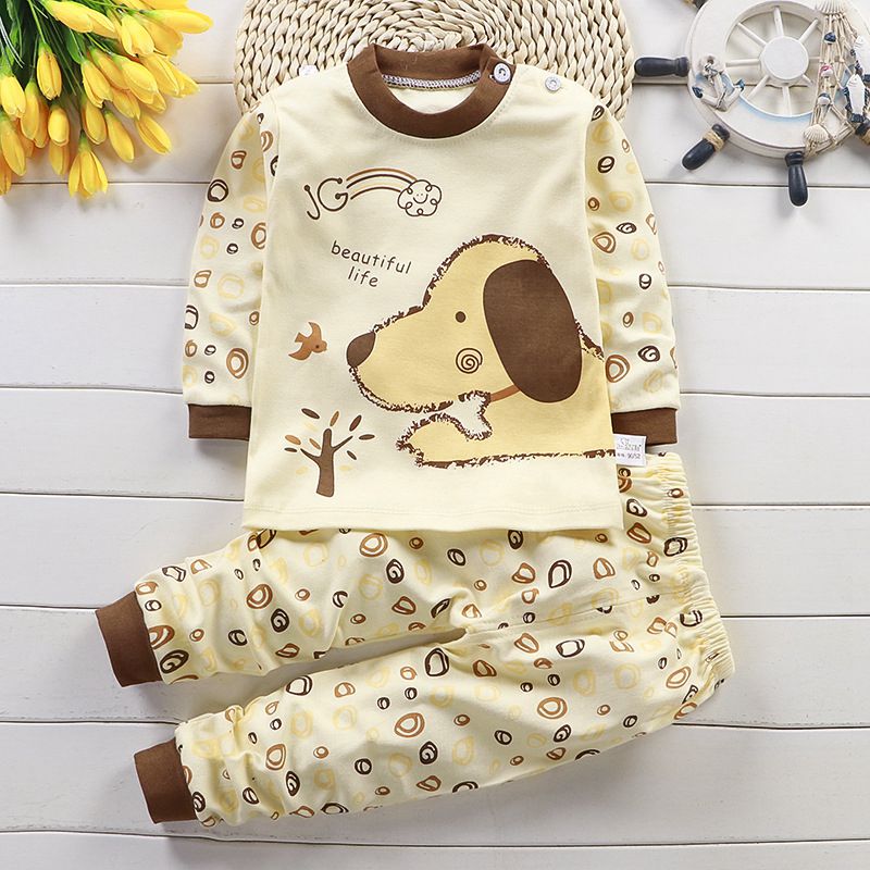 2021 Newborn Kids Boys Girls Pajama Sets Cartoon Long Sleeve Cute T-Shirt Tops with Pants Toddler Baby Autumn Sleeping Clothes