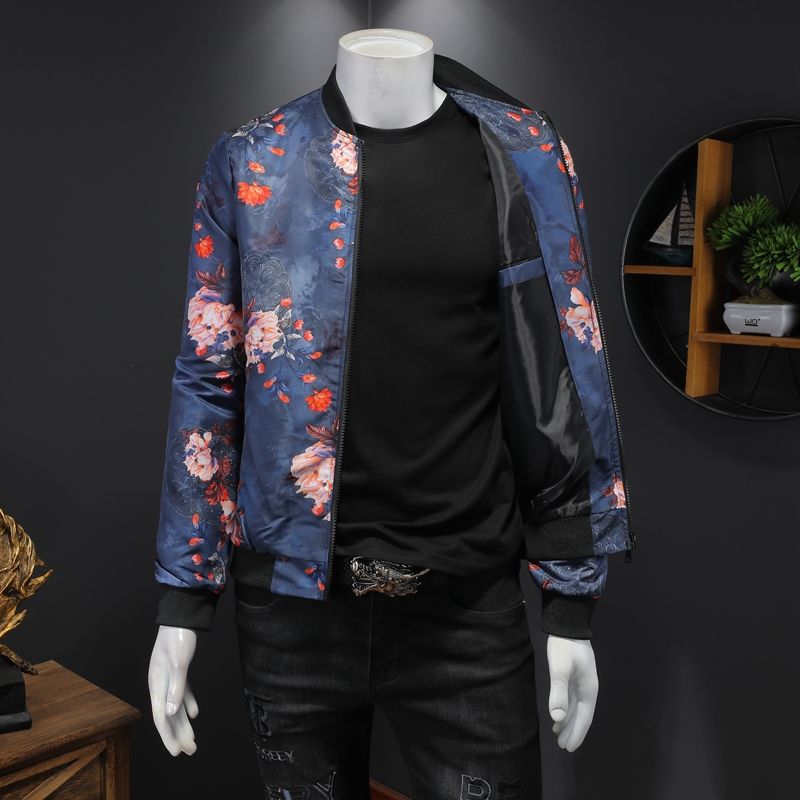 2021 Royal Men Casual Coats Windbreaker Clothes Streetwear Social Mens High Quality Jacket Luxury Floral Print Bomber Jacket Men