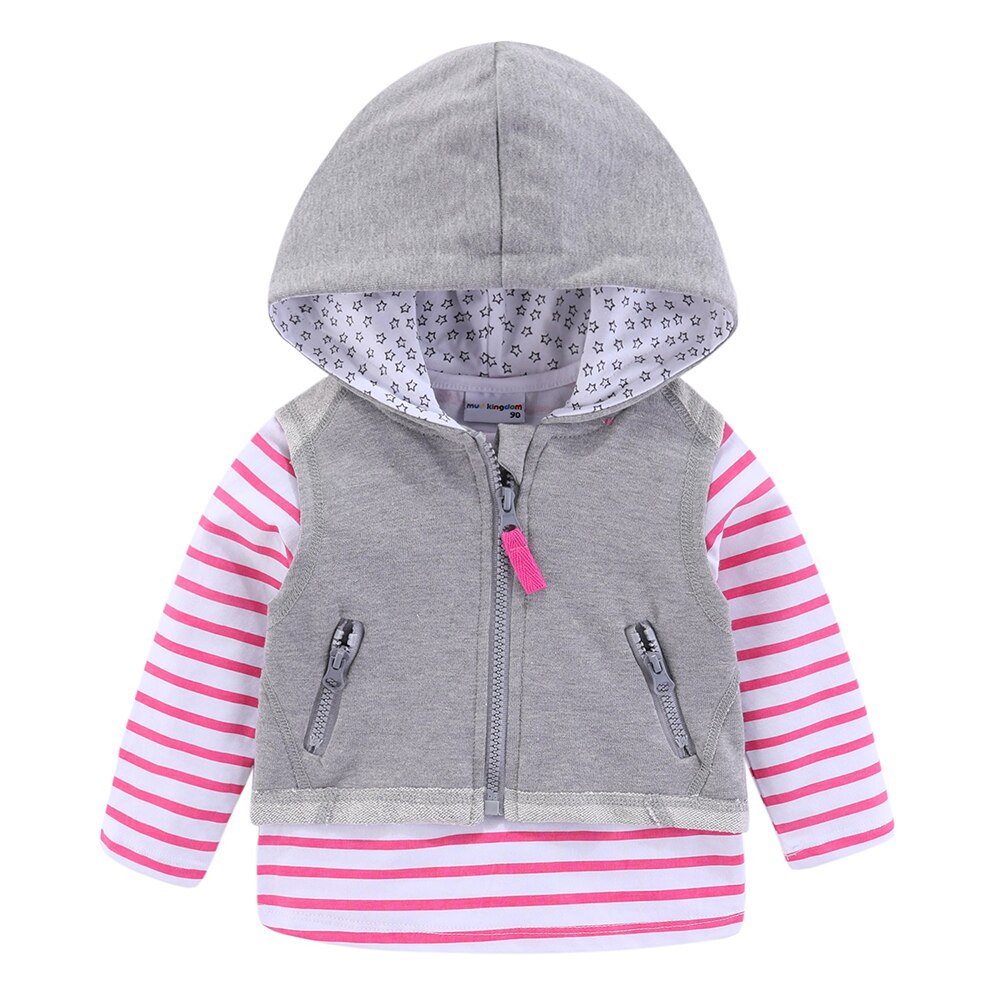 Mudkingdom Little Girls Outfits Hooded Striped Cute Stars 3 Pieces Casual Girls Pants Set School Wear