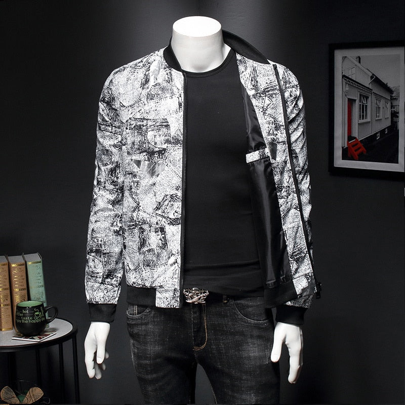 Male Jacket Print Men Floral Jacket Jaqueta Masculina Slim Fit Bomber Print Jacket Men Vintage Jacket Men Club Outfit Men 5xl