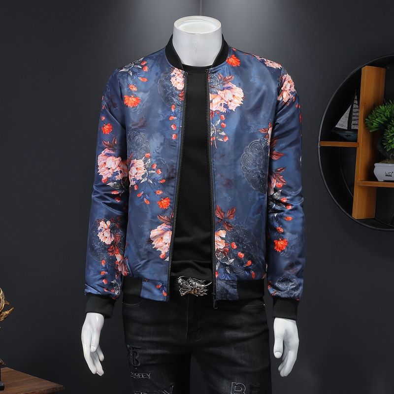 2021 Royal Men Casual Coats Windbreaker Clothes Streetwear Social Mens High Quality Jacket Luxury Floral Print Bomber Jacket Men