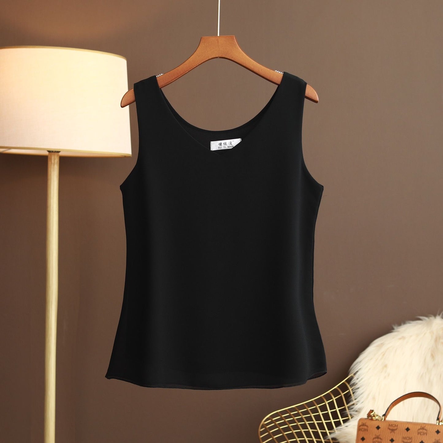 2022 New Summer Women Blouse Loose V-Neck Chiffon Shirt Female Sleeveless Blouse Oversize Shirts women tops and blouses Top