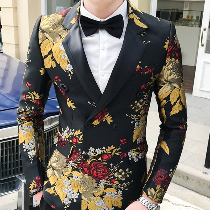 2019 Blazer Hombre Mens Slim Fit Blazer Jacket Business Affairs Printing Single Man&#39;s Suit Loose Coat Chaqueta Hombre Formal