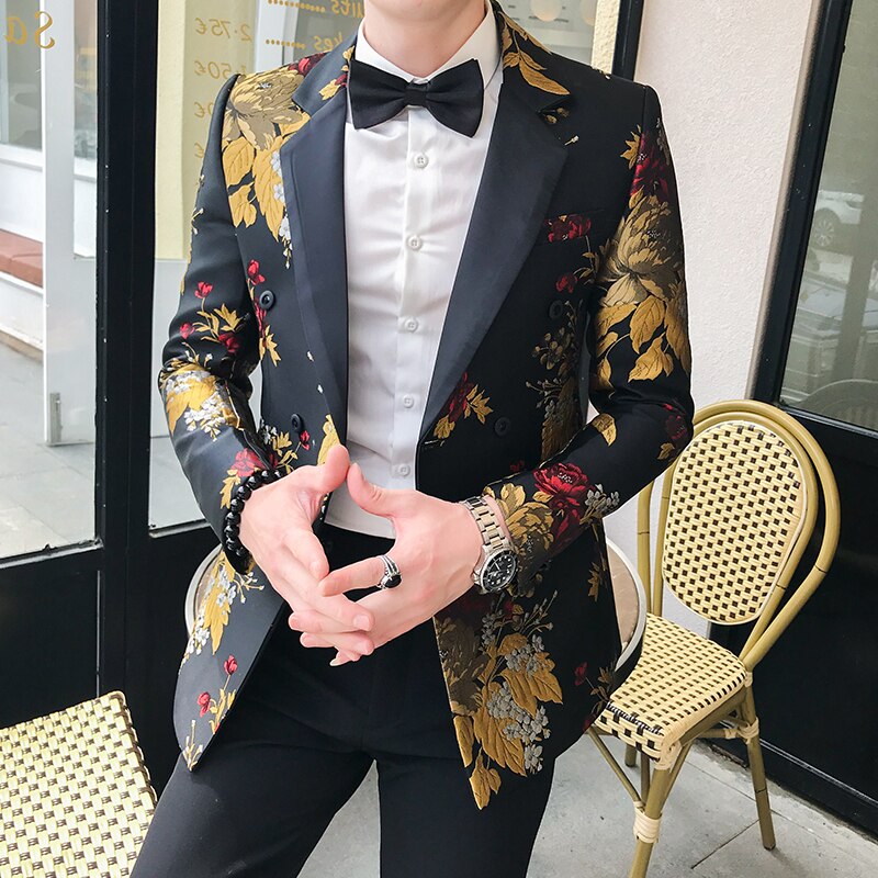 2019 Blazer Hombre Mens Slim Fit Blazer Jacket Business Affairs Printing Single Man&#39;s Suit Loose Coat Chaqueta Hombre Formal